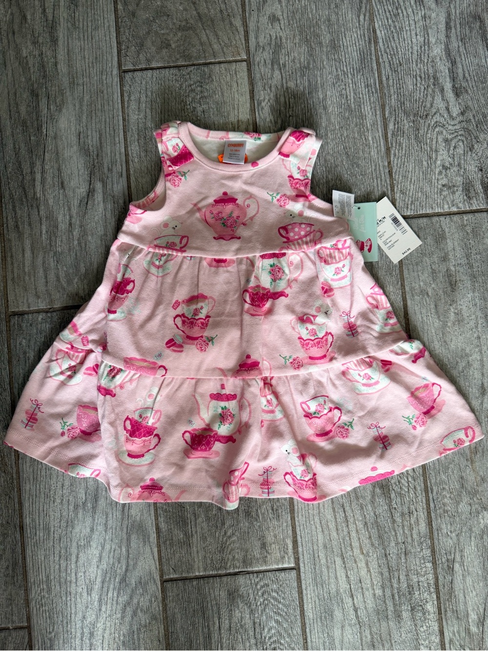 Gymboree 2Pc Pink Teacup & Mouse Tiered Dress